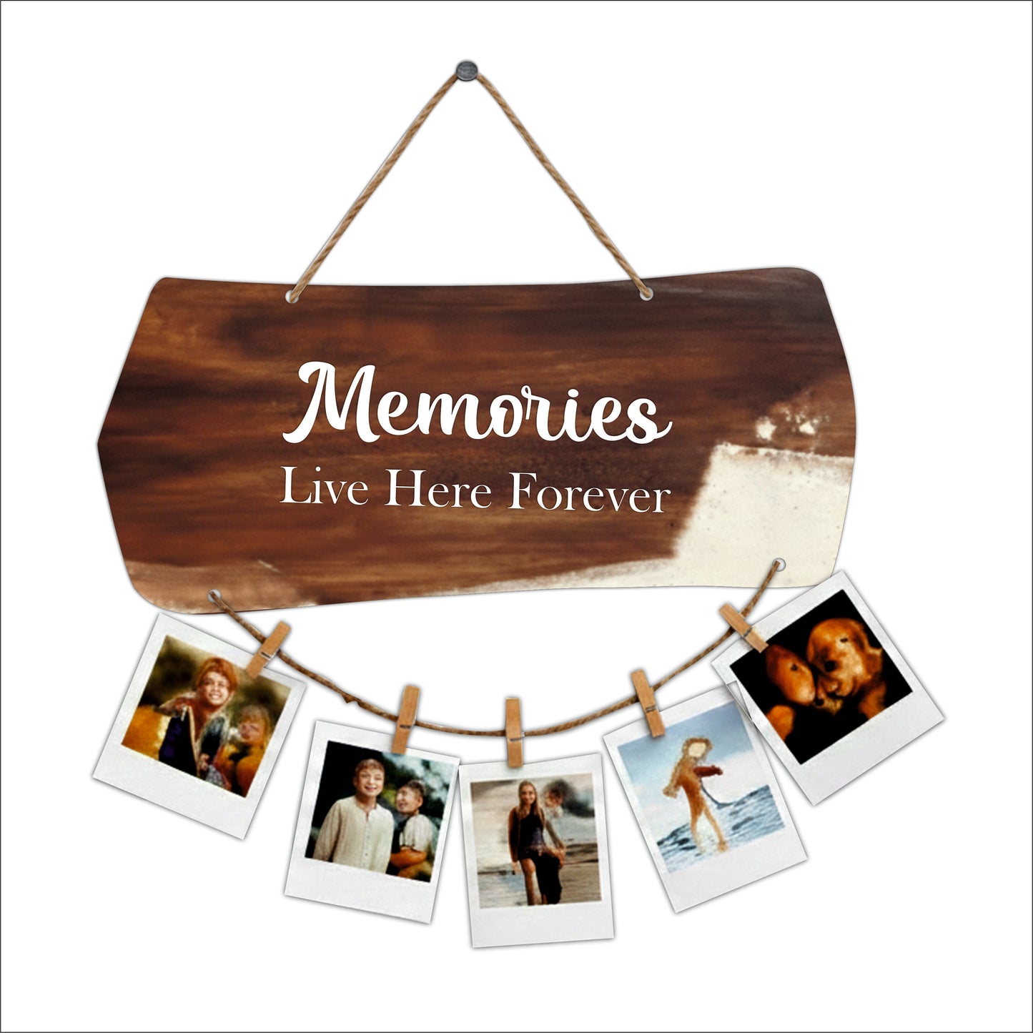 Memories Live Here Forever Rustic Wood Photo Hanging