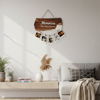 Memories Live Here Forever Rustic Wood Photo Hanging