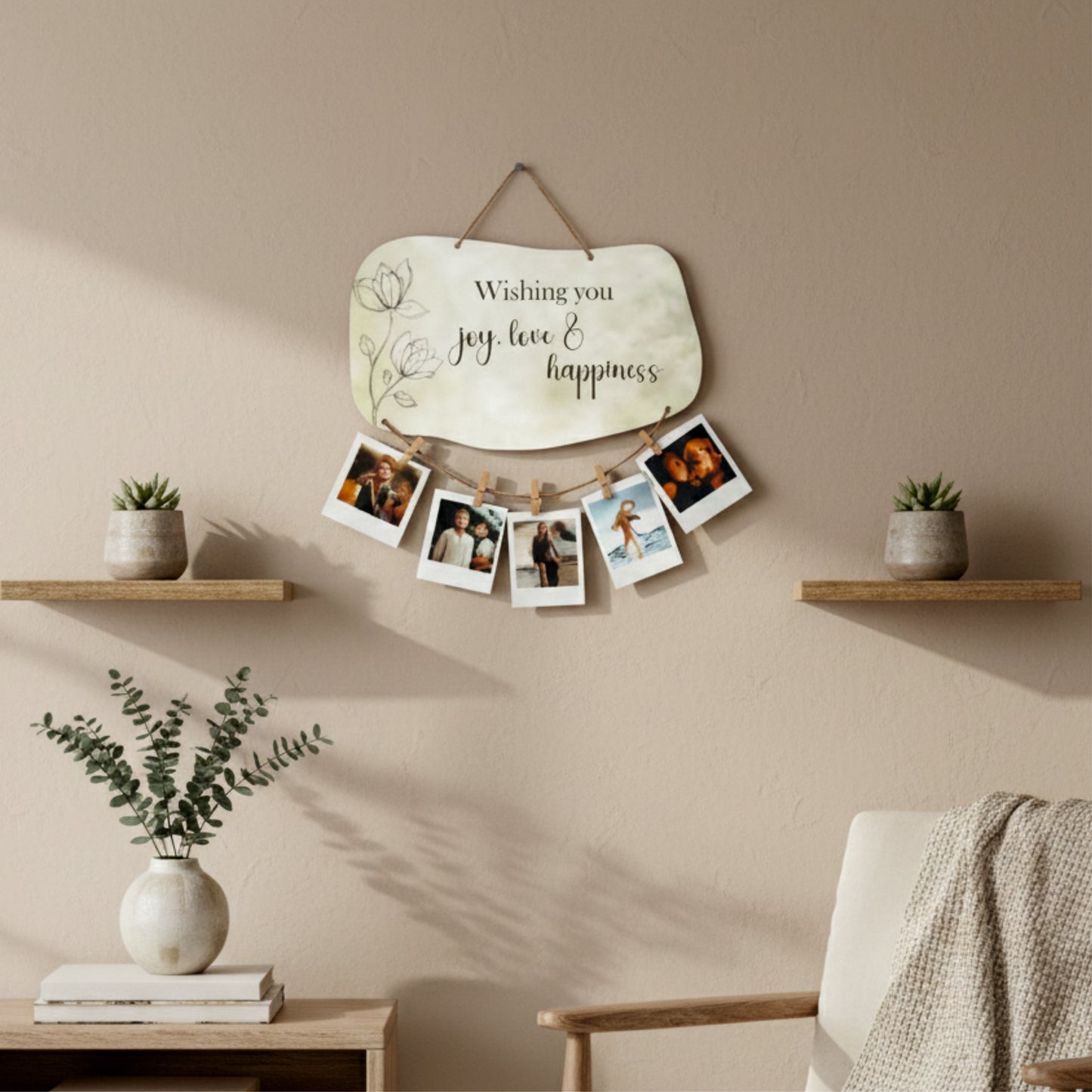 Wishing You Joy Love & Happiness Botanical Photo Hanging
