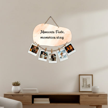 Moments Fade Memories Stay Peach Watercolor Photo Hanging