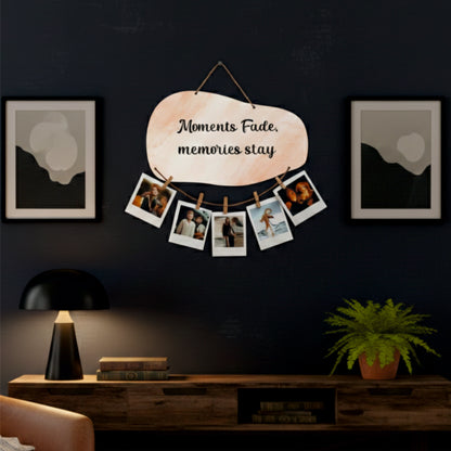 Moments Fade Memories Stay Peach Watercolor Photo Hanging