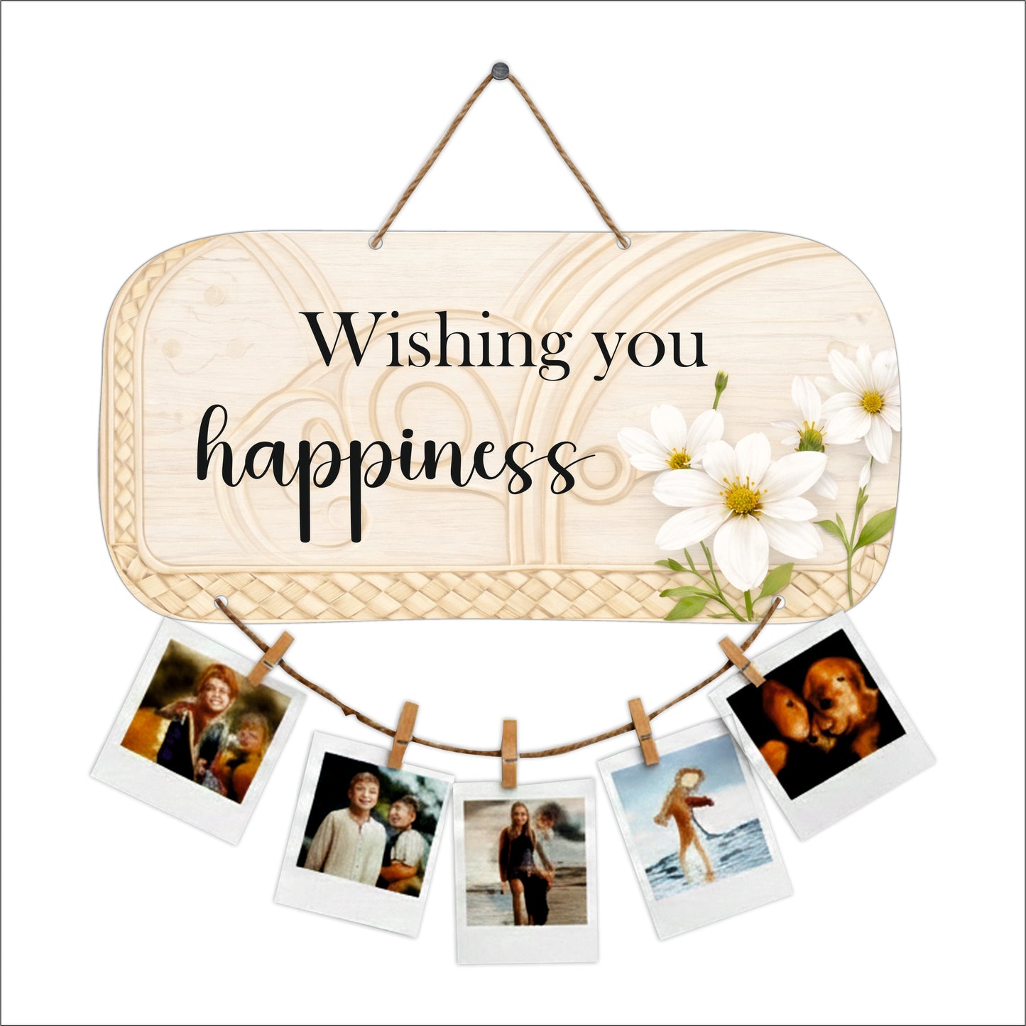 Wishing You Happiness Floral Photo Hanging