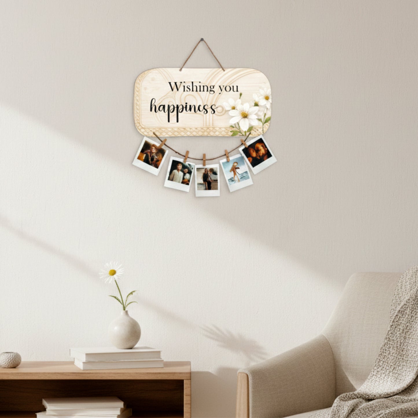 Wishing You Happiness Floral Photo Hanging