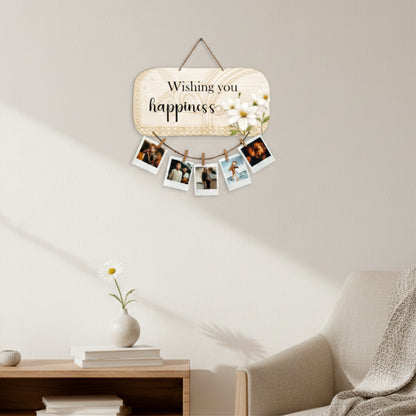 Wishing You Happiness Floral Photo Hanging