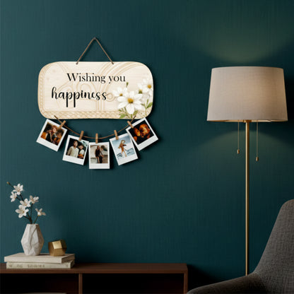 Wishing You Happiness Floral Photo Hanging