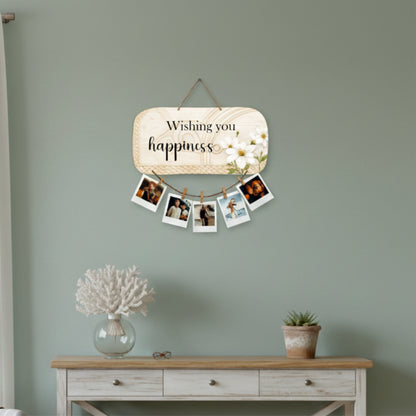 Wishing You Happiness Floral Photo Hanging