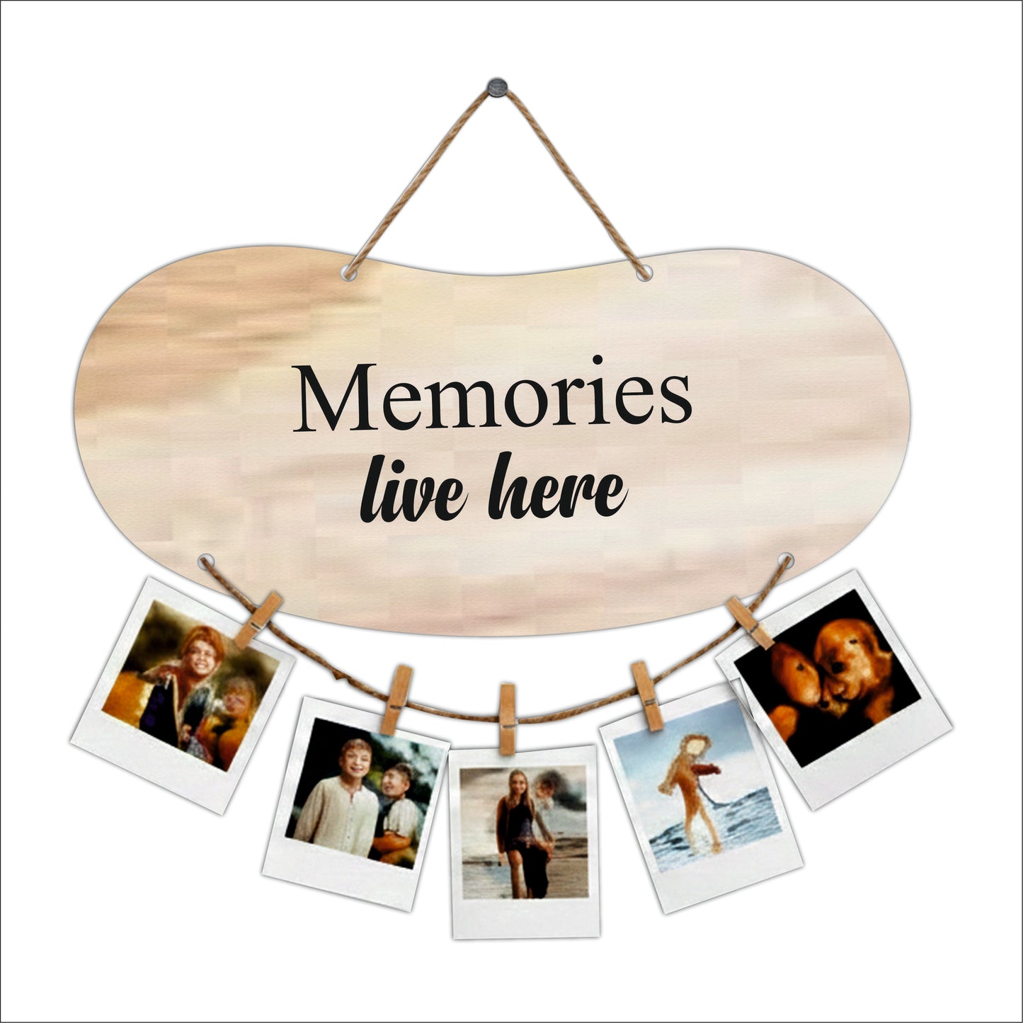 Memories Live Here Natural Woodgrain Photo Hanging
