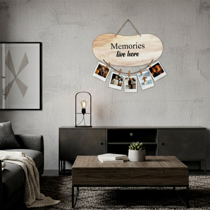 Memories Live Here Natural Woodgrain Photo Hanging