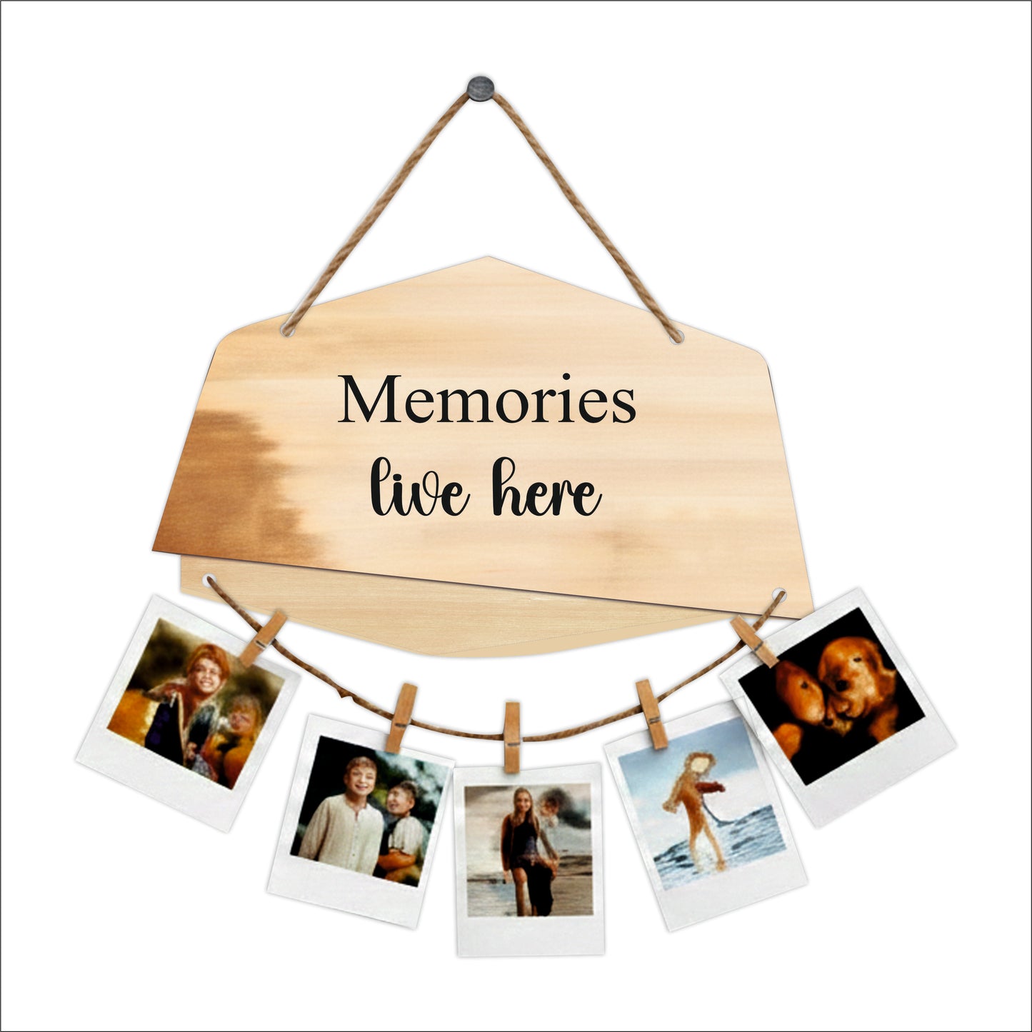 Memories Live Here Rustic Woodwash Photo Hanging