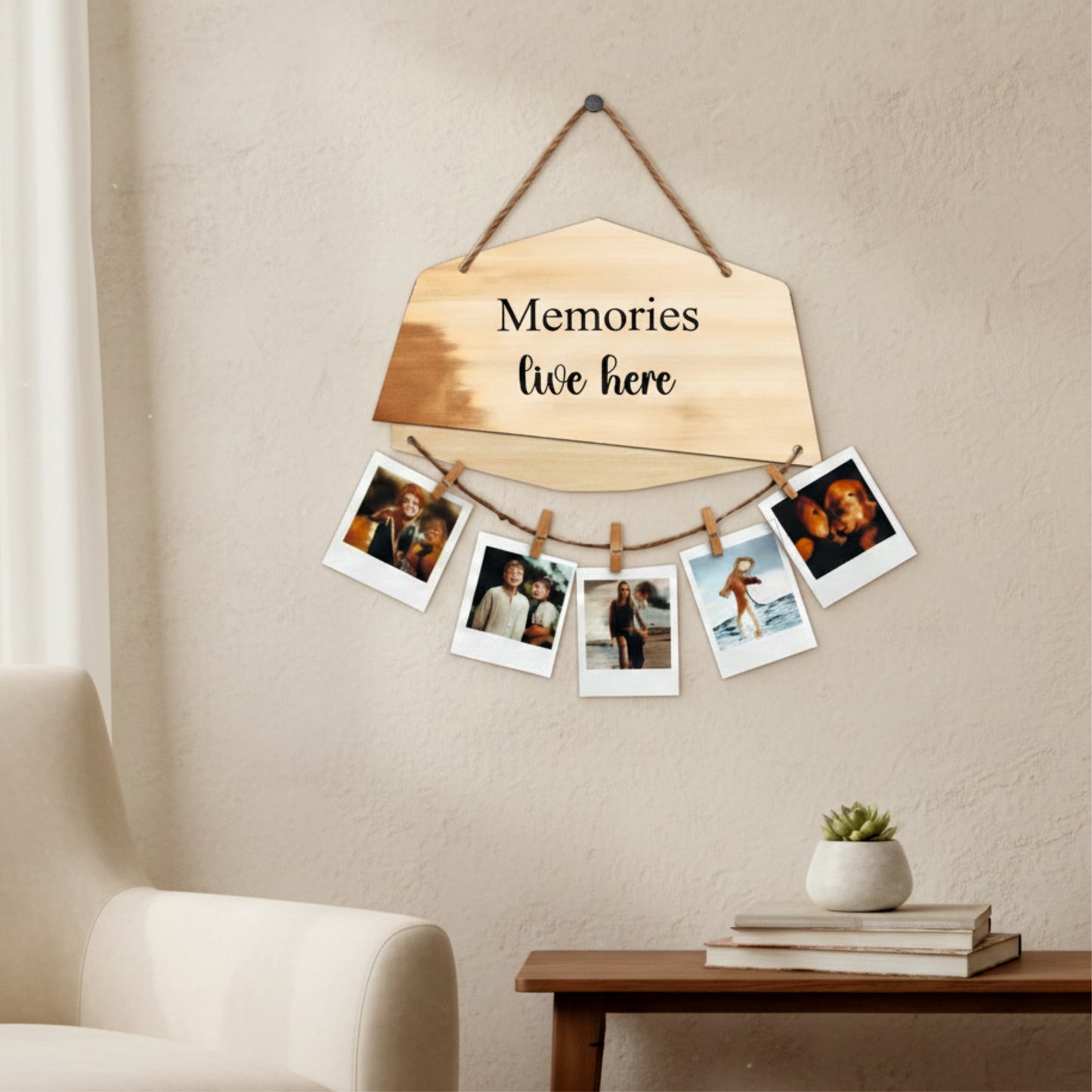 Memories Live Here Rustic Woodwash Photo Hanging