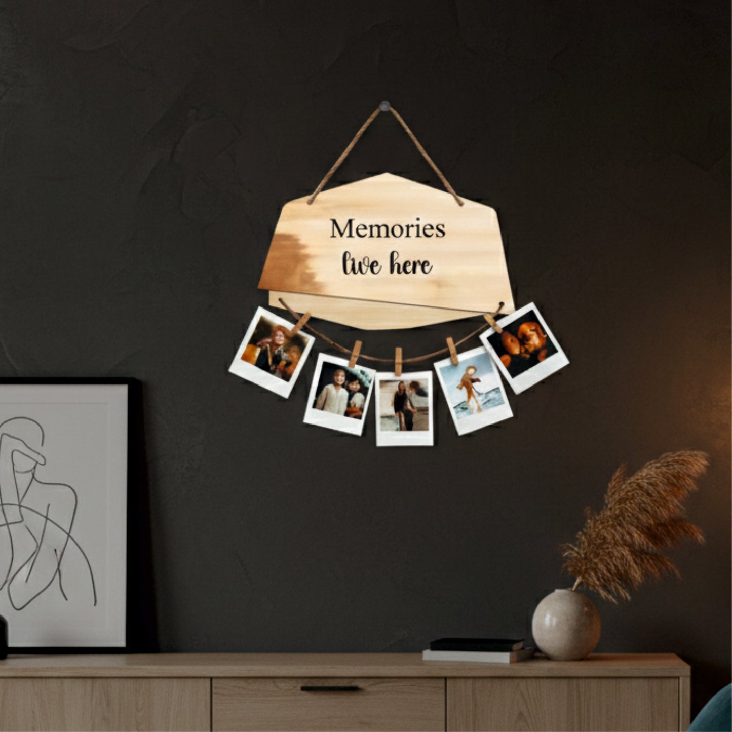Memories Live Here Rustic Woodwash Photo Hanging