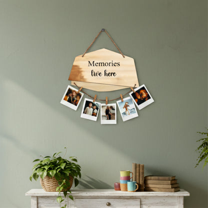 Memories Live Here Rustic Woodwash Photo Hanging