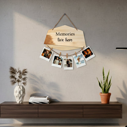 Memories Live Here Rustic Woodwash Photo Hanging
