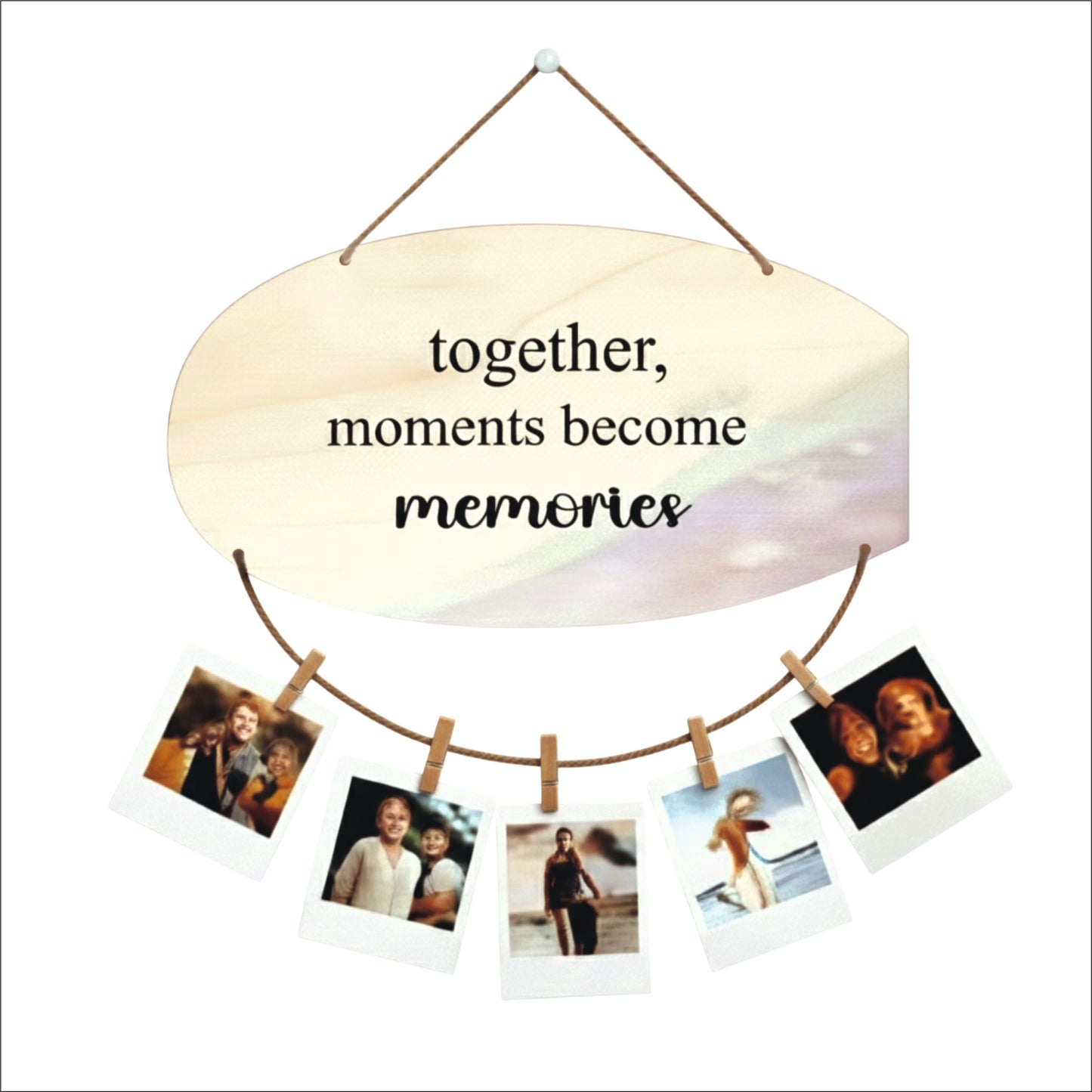 Together Moments Become Memories Pastel Watercolor Photo Hanging