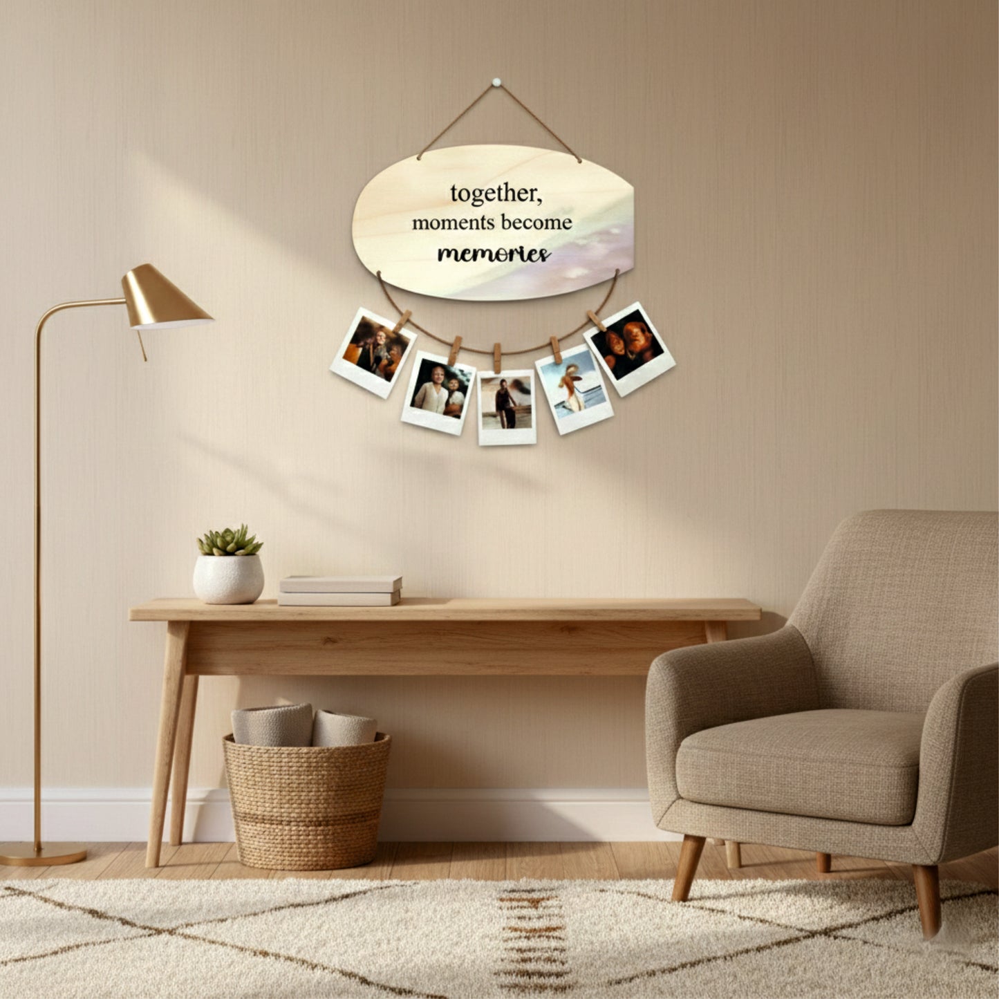 Together Moments Become Memories Pastel Watercolor Photo Hanging