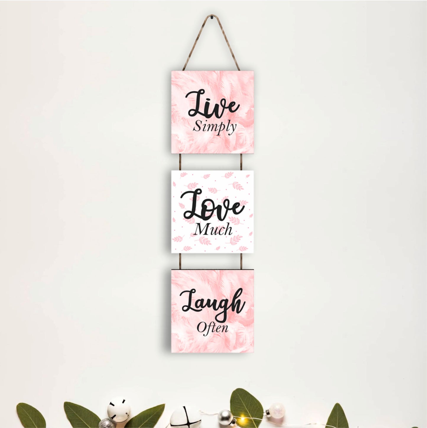 Live Simply Love Much Laugh Often Inspirational Wall Hanging