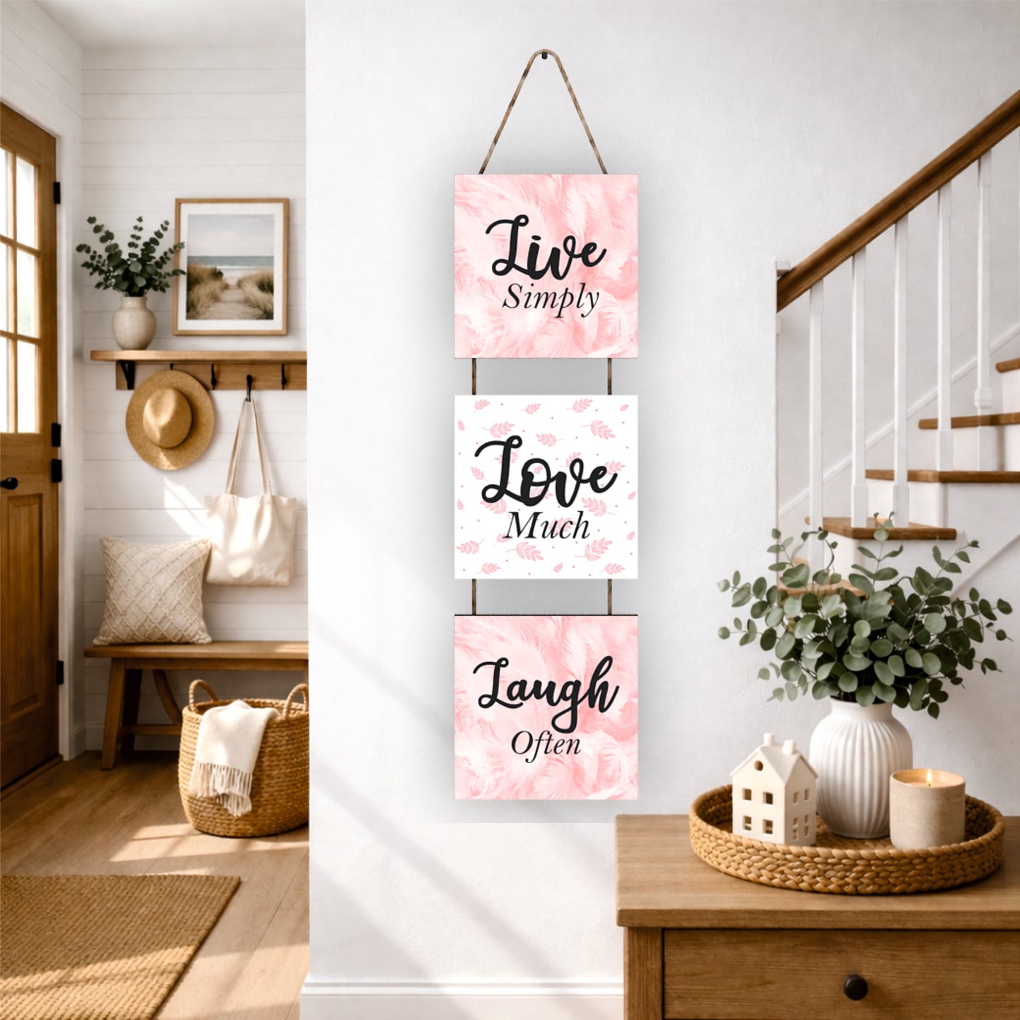 Live Simply Love Much Laugh Often Inspirational Wall Hanging
