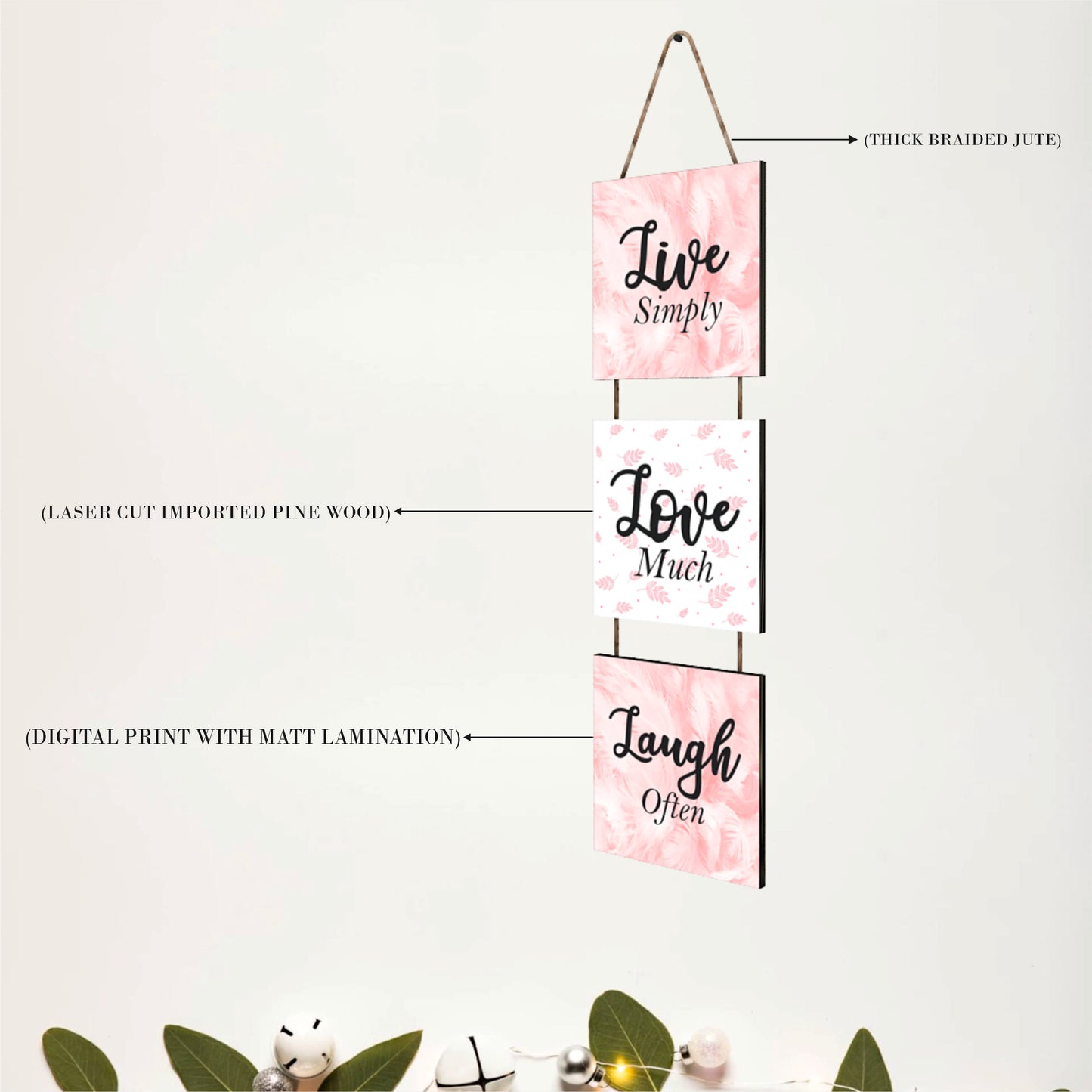 Live Simply Love Much Laugh Often Inspirational Wall Hanging