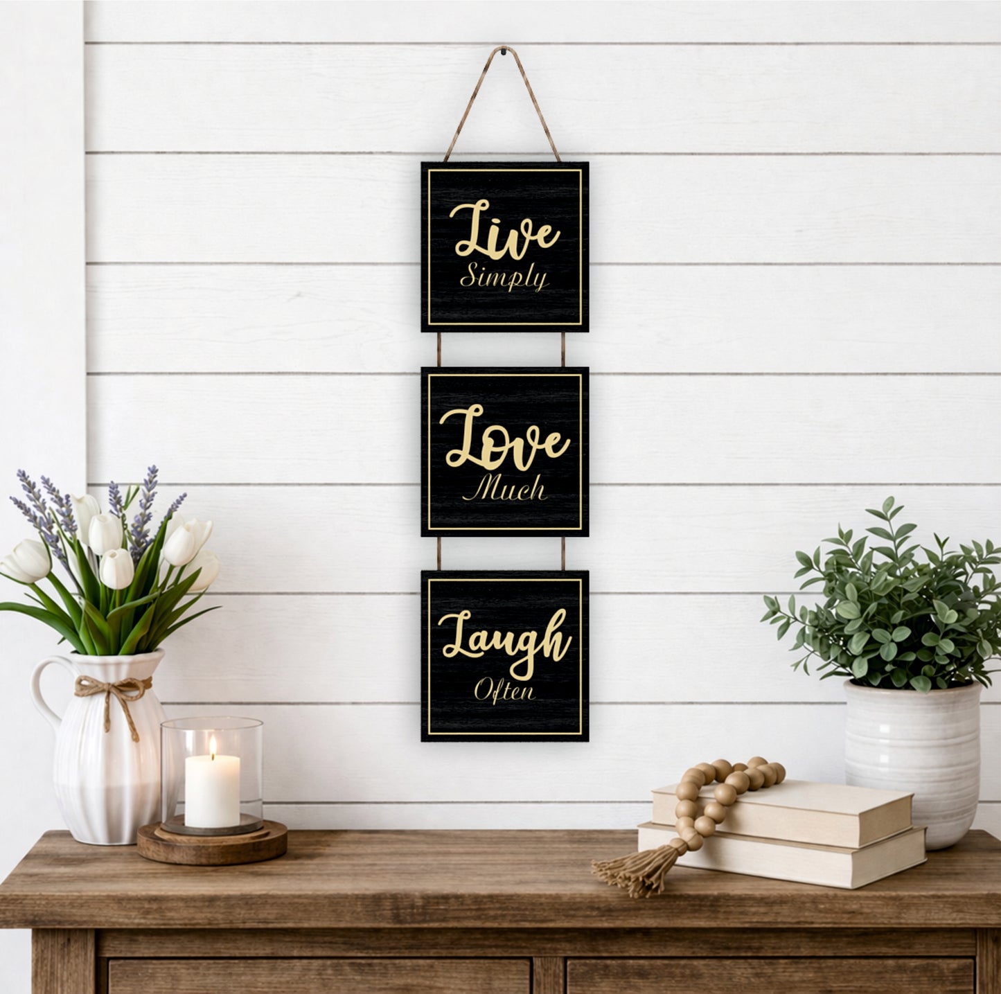 Live Simply Love Much Laugh Often Wooden Wall Hanging