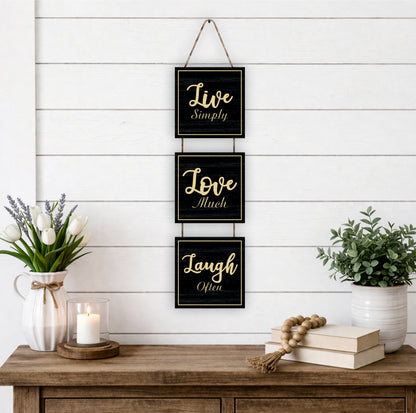 Live Simply Love Much Laugh Often Wooden Wall Hanging