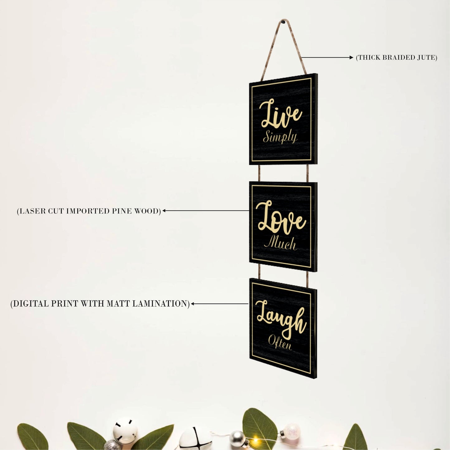 Live Simply Love Much Laugh Often Wooden Wall Hanging