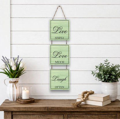 Live Simply Love Much Laugh Often Pastel Wooden Wall Hanging
