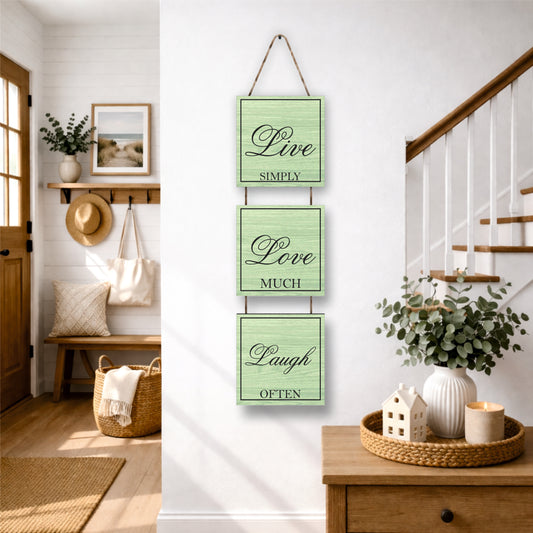 Live Simply Love Much Laugh Often Pastel Wooden Wall Hanging