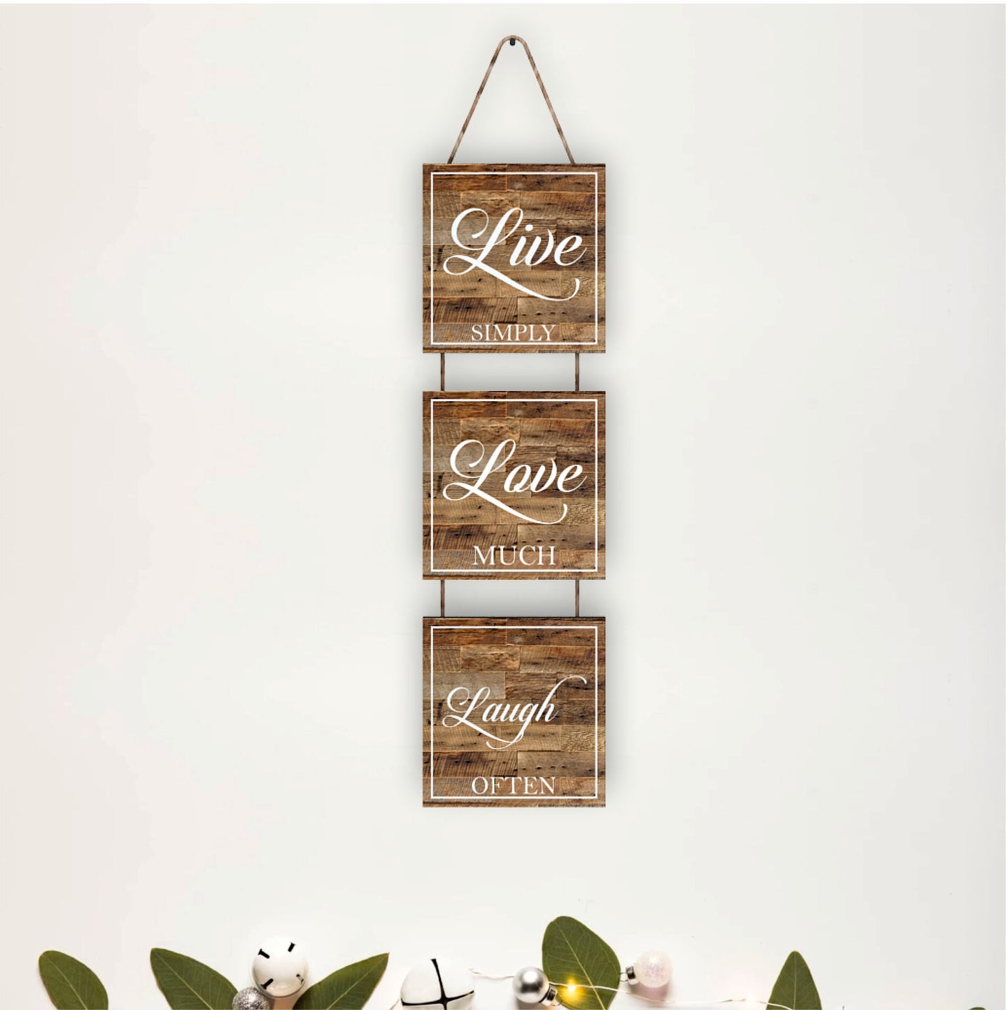 Live Simply Love Much Laugh Often Rustic Wooden Wall Hanging