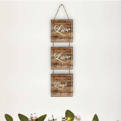 Live Simply Love Much Laugh Often Rustic Wooden Wall Hanging