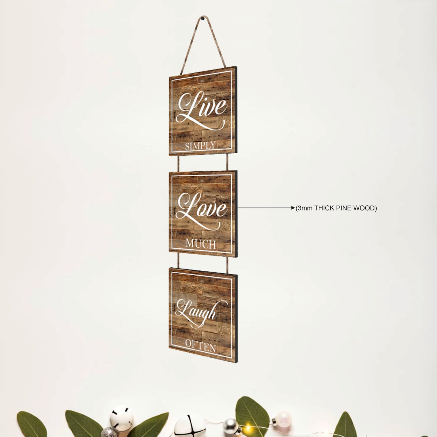 Live Simply Love Much Laugh Often Rustic Wooden Wall Hanging