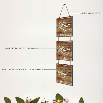 Live Simply Love Much Laugh Often Rustic Wooden Wall Hanging