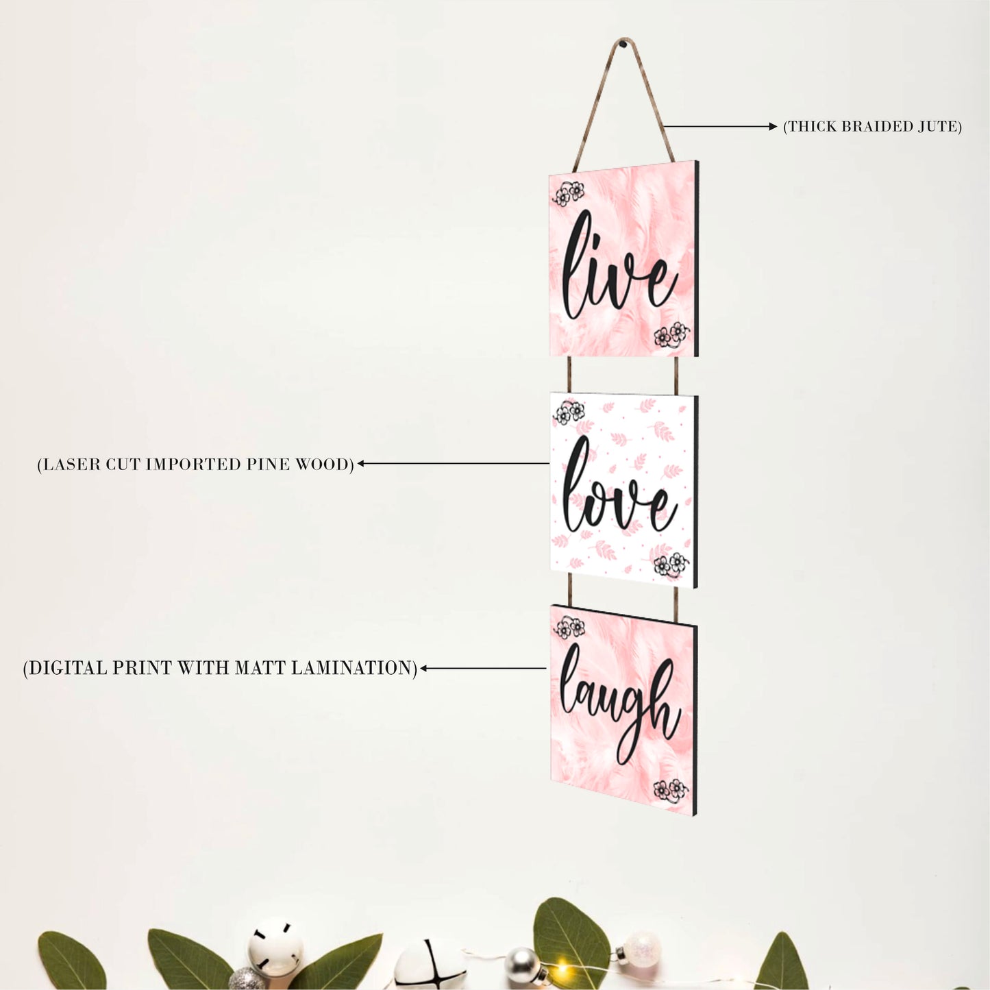 Live Love Laugh Floral Wooden Wall Hanging