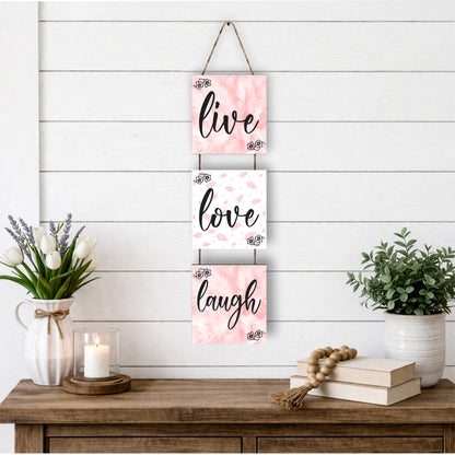 Live Love Laugh Floral Wooden Wall Hanging