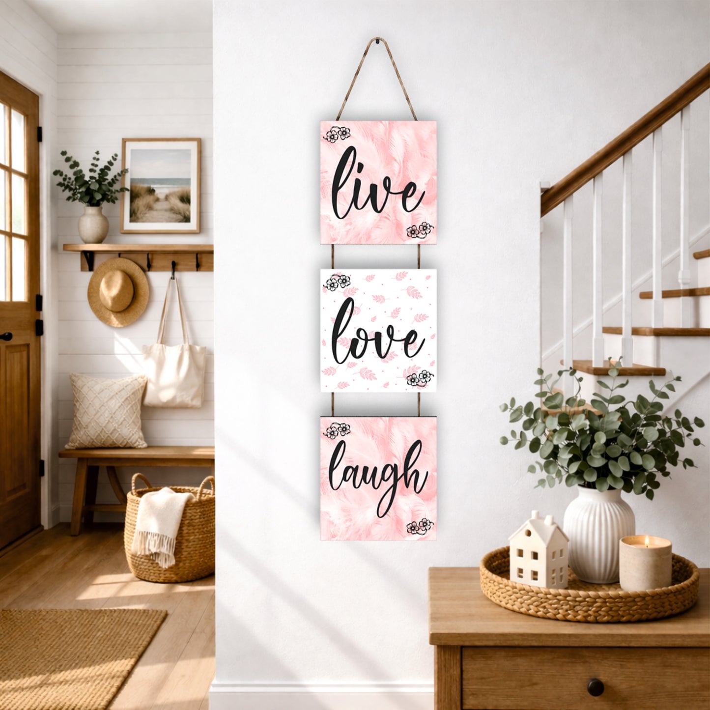 Live Love Laugh Floral Wooden Wall Hanging