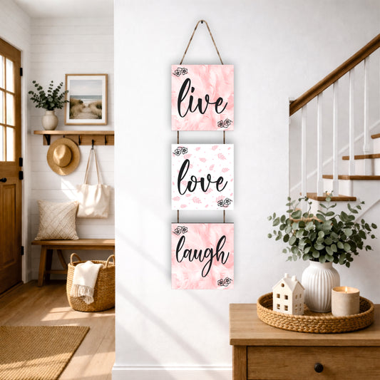 Live Love Laugh Floral Wooden Wall Hanging