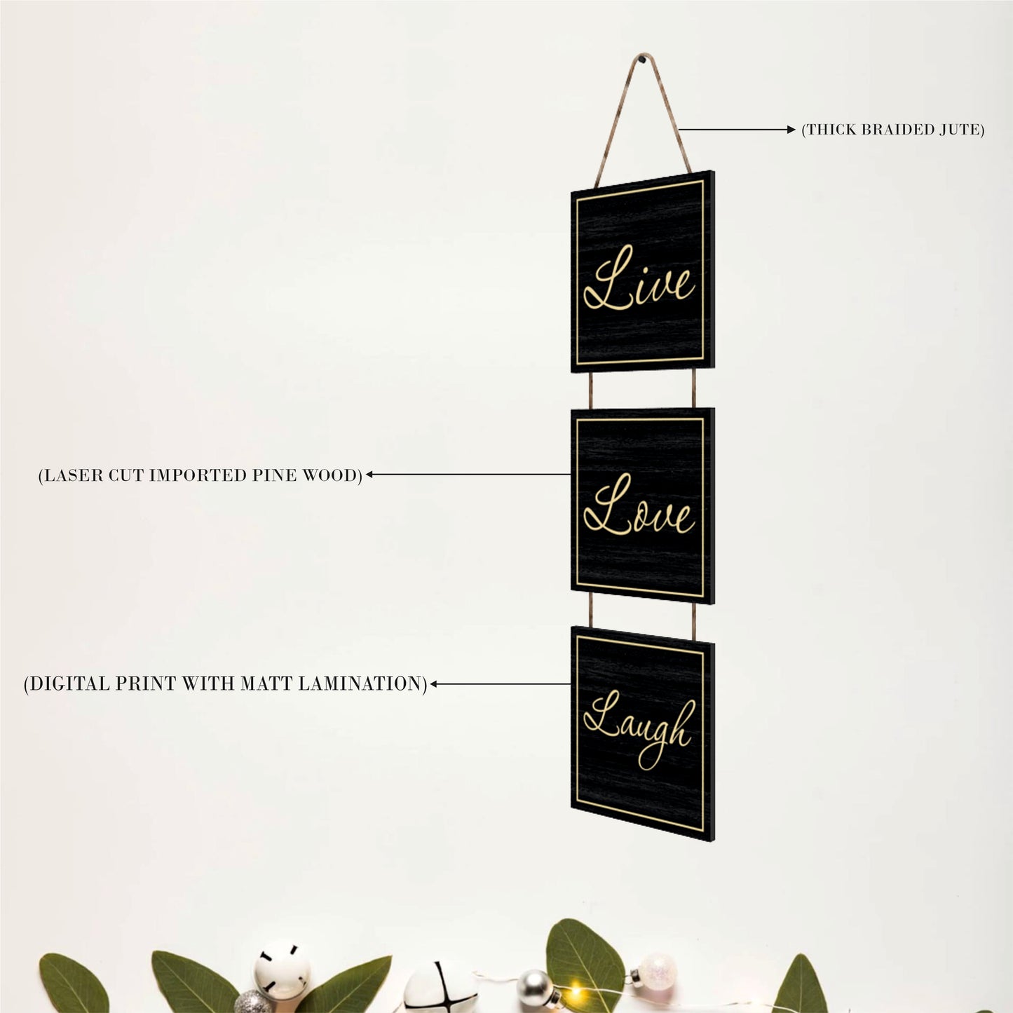 Live Love Laugh Classic Wooden Wall Hanging