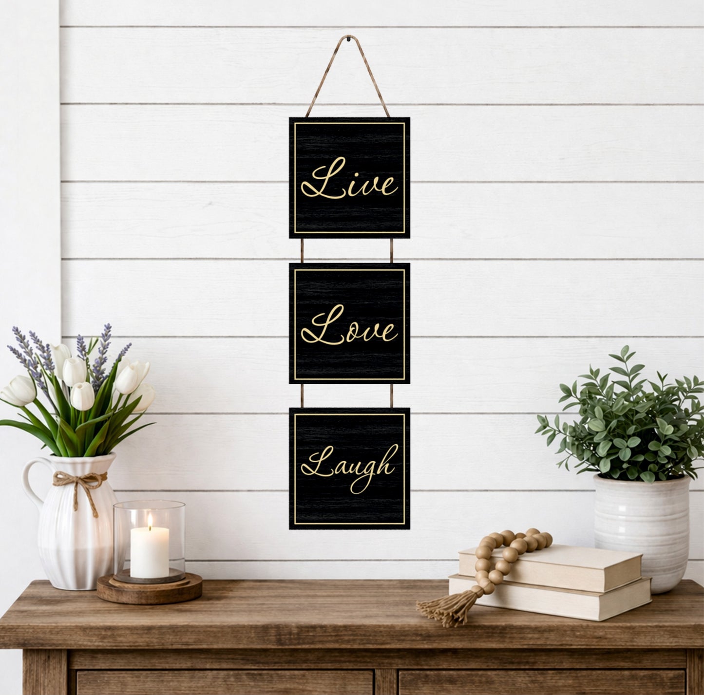 Live Love Laugh Classic Wooden Wall Hanging