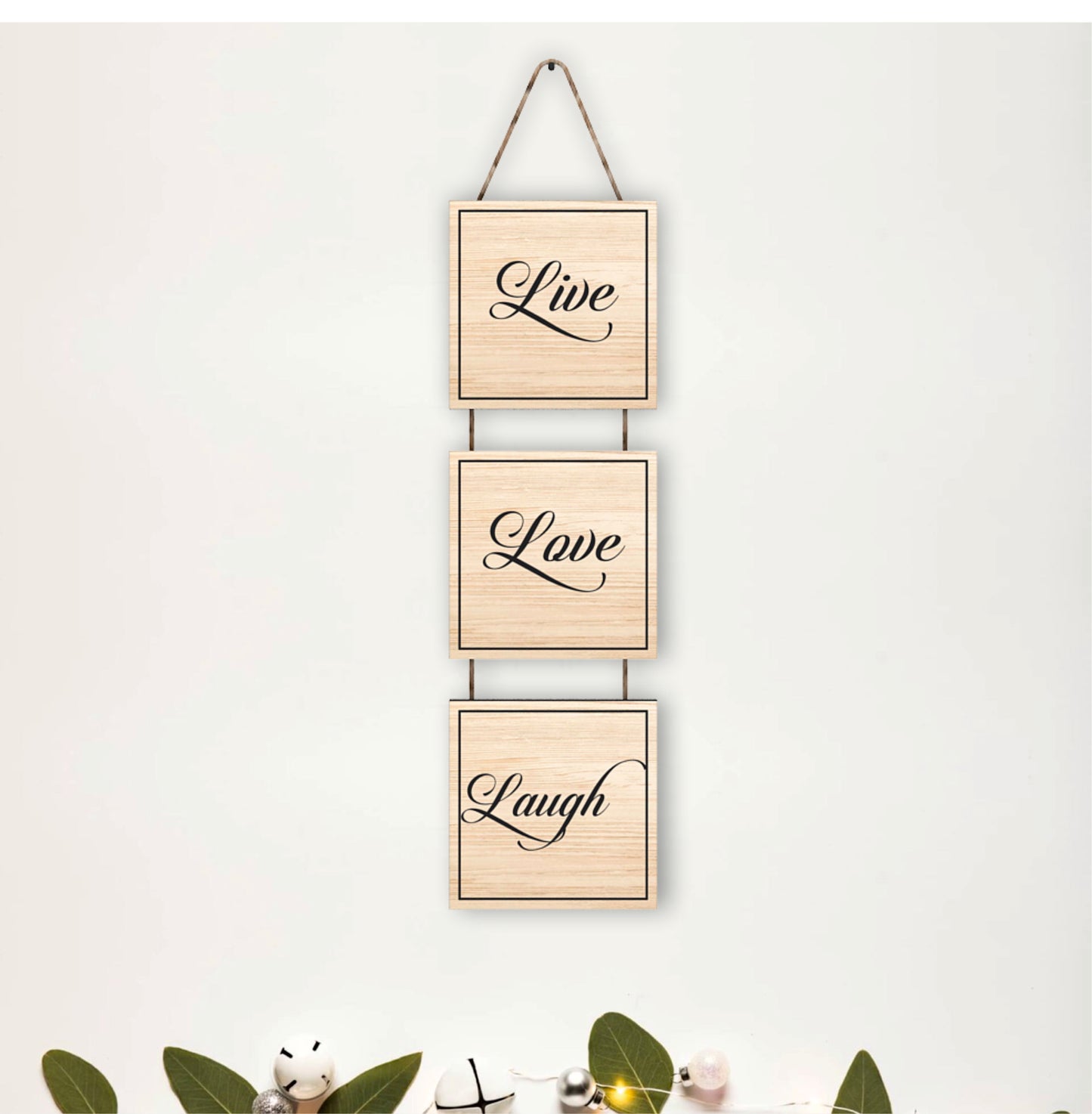 Live Love Laugh Natural Wooden Wall Hanging
