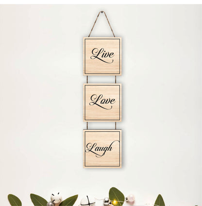 Live Love Laugh Natural Wooden Wall Hanging