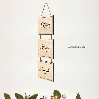 Live Love Laugh Natural Wooden Wall Hanging