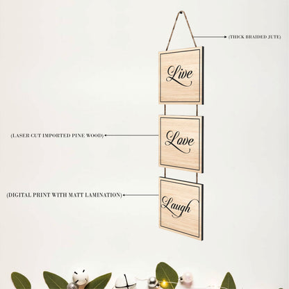 Live Love Laugh Natural Wooden Wall Hanging