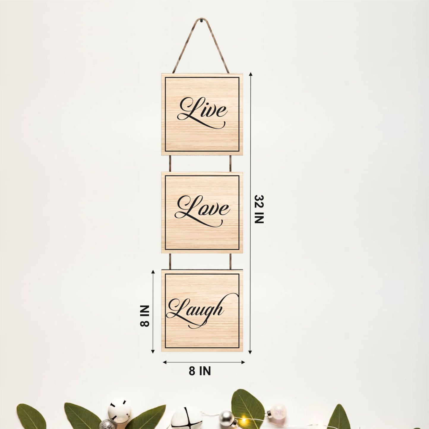 Live Love Laugh Natural Wooden Wall Hanging