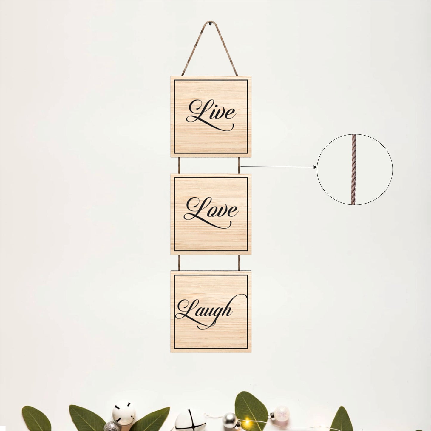 Live Love Laugh Natural Wooden Wall Hanging
