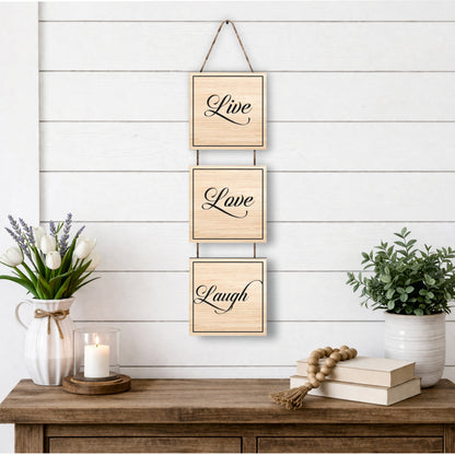 Live Love Laugh Natural Wooden Wall Hanging