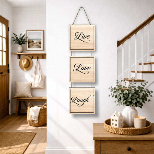 Live Love Laugh Natural Wooden Wall Hanging