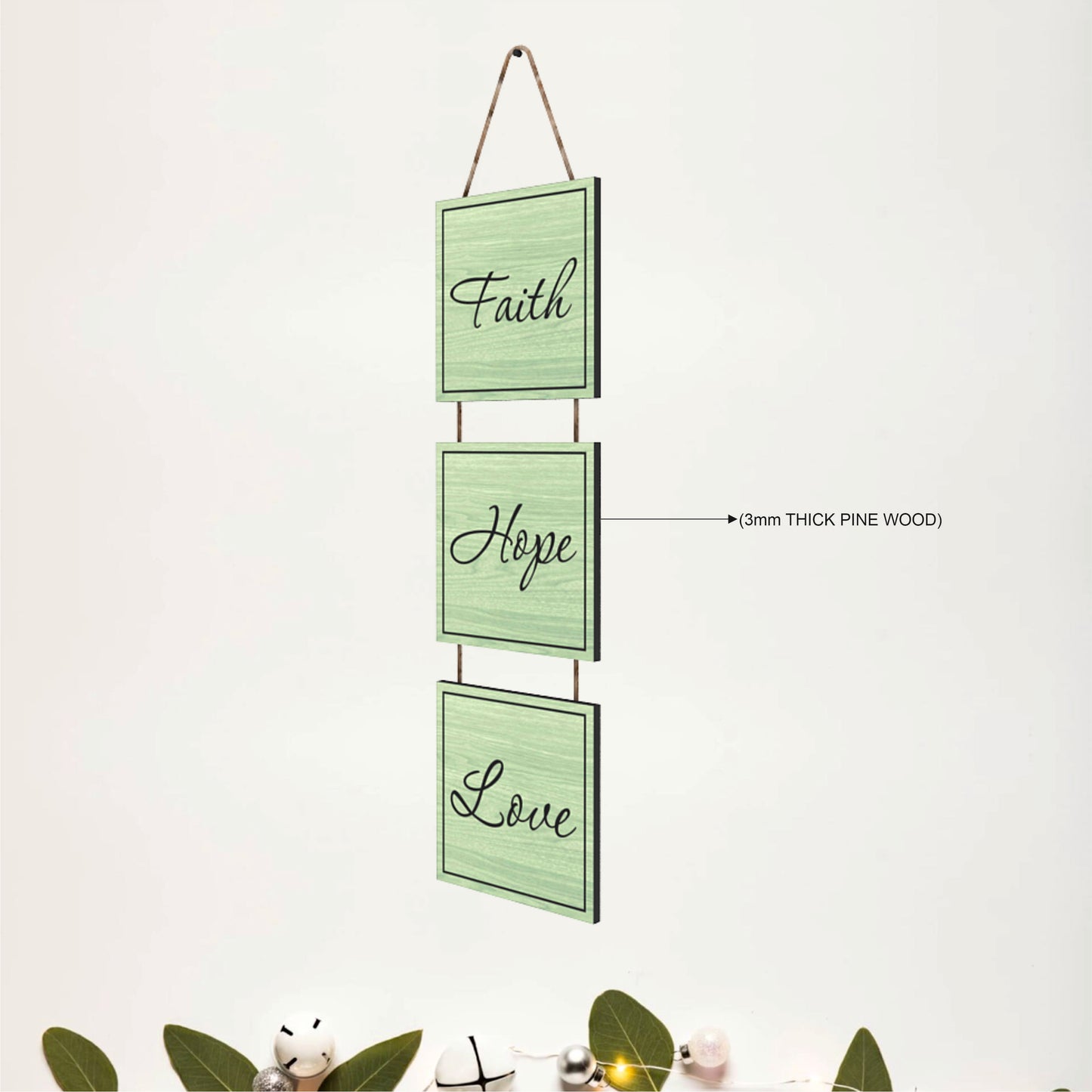 Faith Hope Love Wooden Wall Hanging