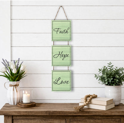 Faith Hope Love Wooden Wall Hanging