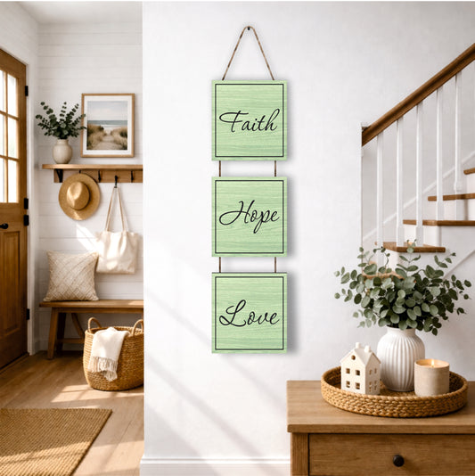 Faith Hope Love Wooden Wall Hanging