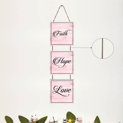 Faith Hope Love Pink Wooden Wall Hanging