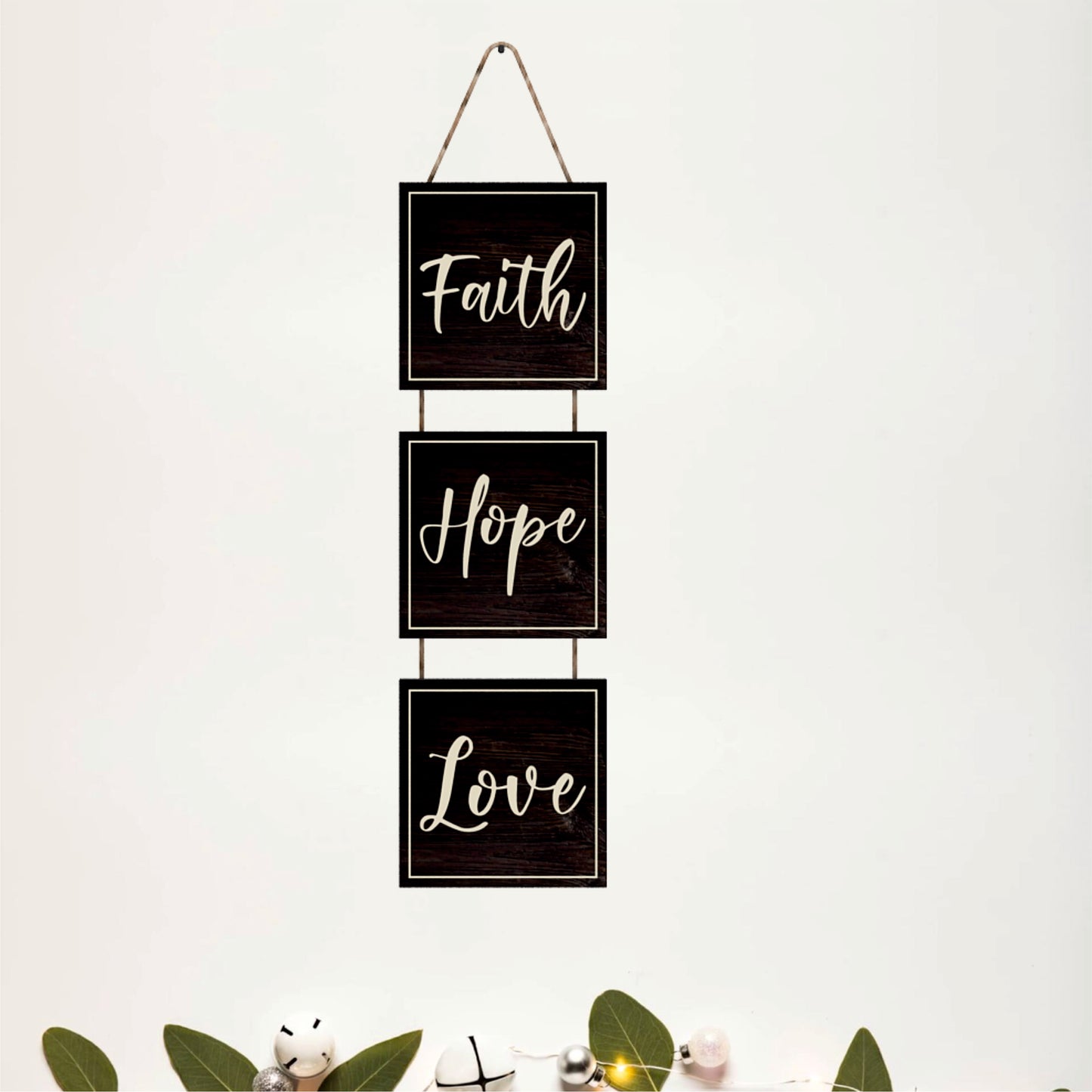 Faith Hope Love Classic Wooden Wall Hanging
